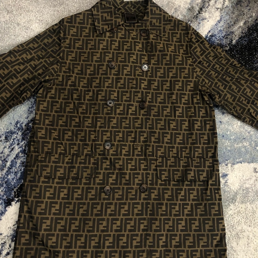 AUTHENTIC vintage Fendi Brown Zucca Monogram Double Breasted Coat. Pre-loved